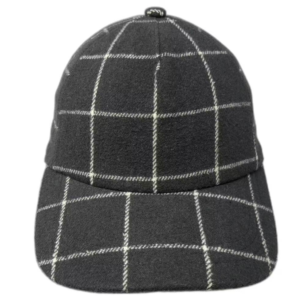 a new day 5 Panel Cap Gray White Windowpane Plaid OS Slideback Adjustable Hat